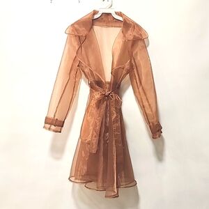Elegant Sheer Brown Trench Coat